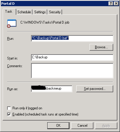 Portal D NTBackup Alerts for Server 2003